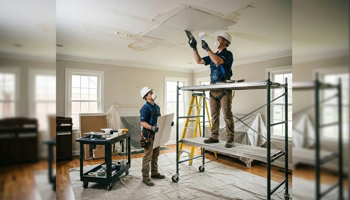 Ceiling water damage repair in Moreno Valley, CA by a water damage restoration technician