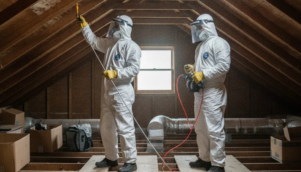 Mold inspection technician in Moreno Valley, CA checks hidden moisture damage in a home