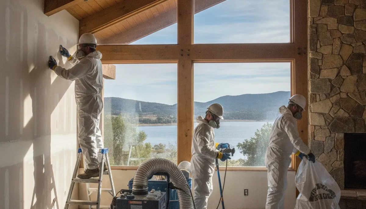 Water damage restoration team in Moreno Valley, CA cleaning and drying a flooded property