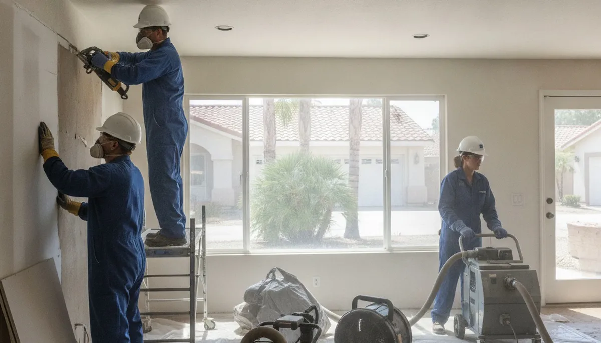 Water damage restoration team in Moreno Valley, CA providing emergency cleanup and repairs