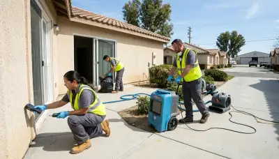 Water damage restoration team in Moreno Valley, CA providing emergency cleanup and repair