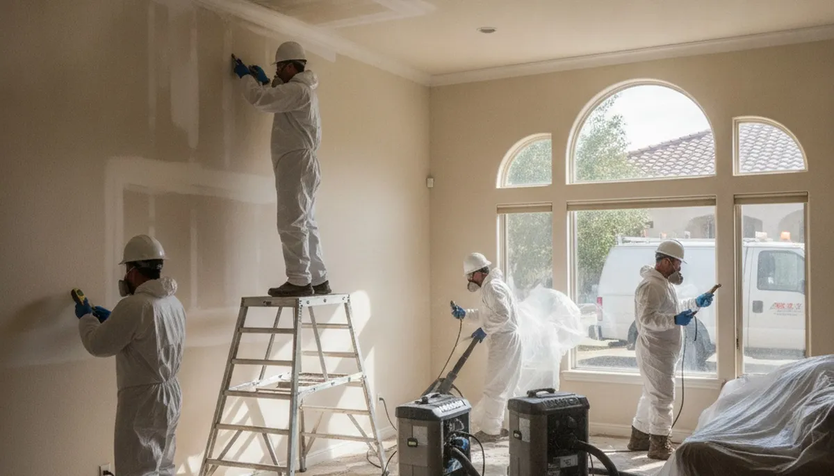 Water damage restoration team serving Moreno Valley, CA with professional cleanup equipment