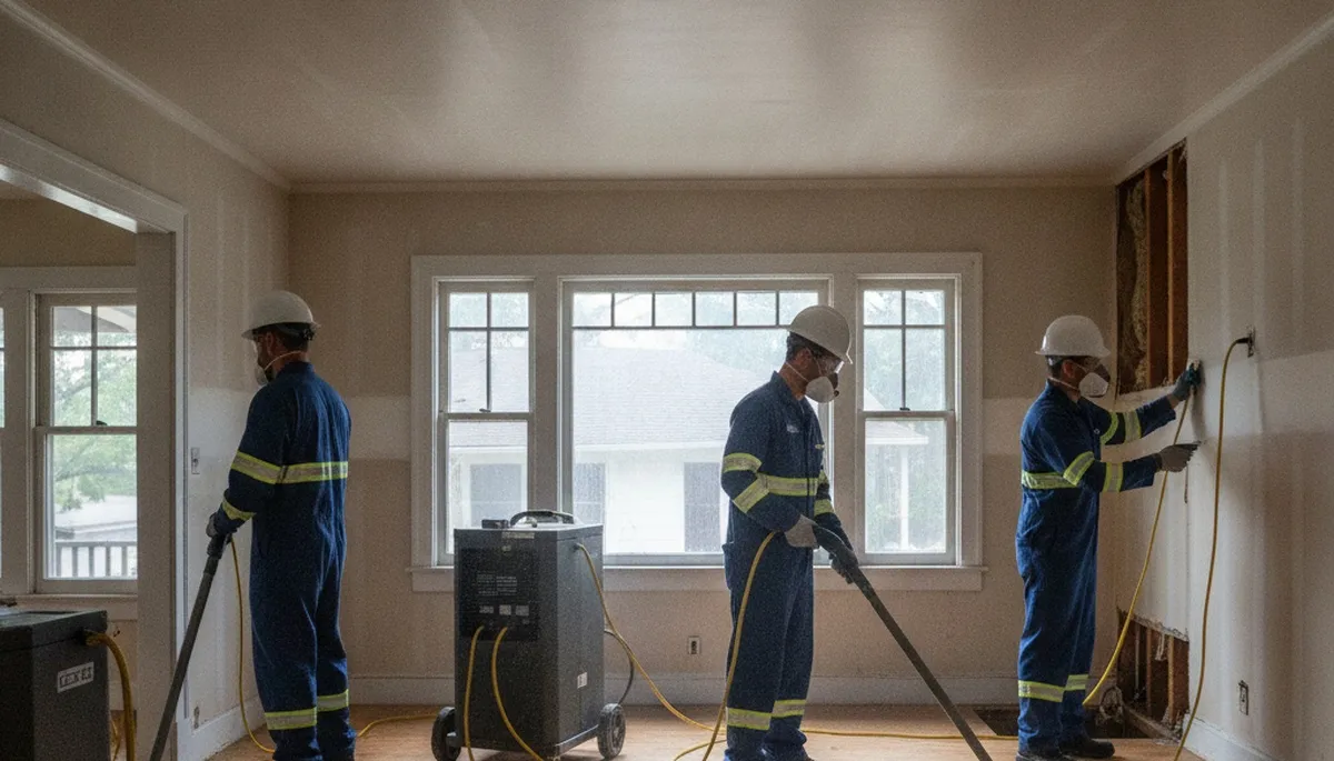 Water damage restoration team in Moreno Valley, CA providing emergency cleanup and repair