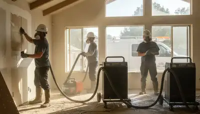 Water damage restoration team serving Moreno Valley, CA with professional cleanup equipment