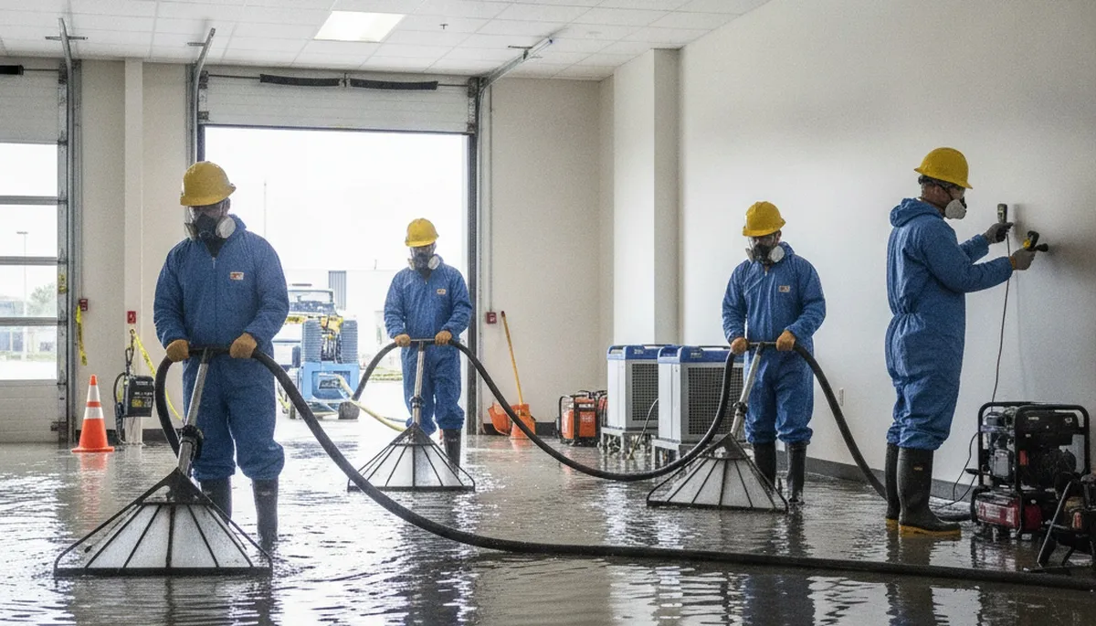 Water extraction service removing standing water in Moreno Valley, CA home