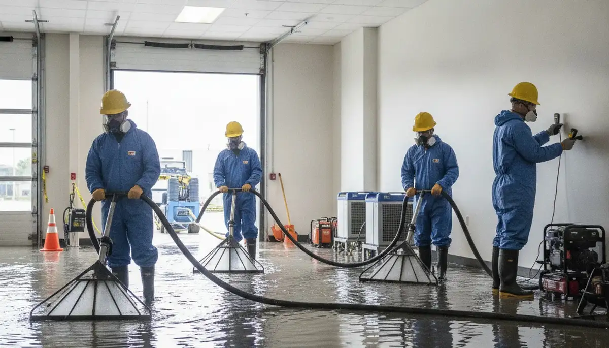 Water extraction service removing standing water in Moreno Valley, CA home